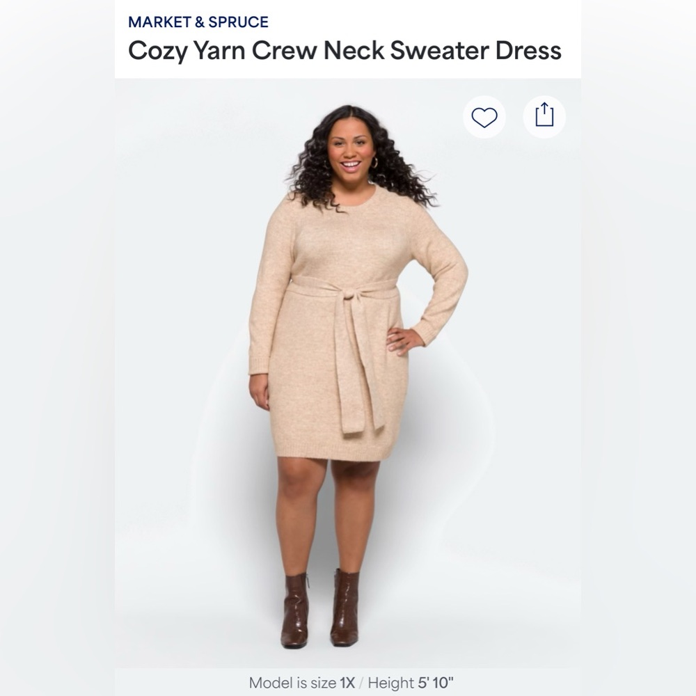 Cozy sweater dress, beige